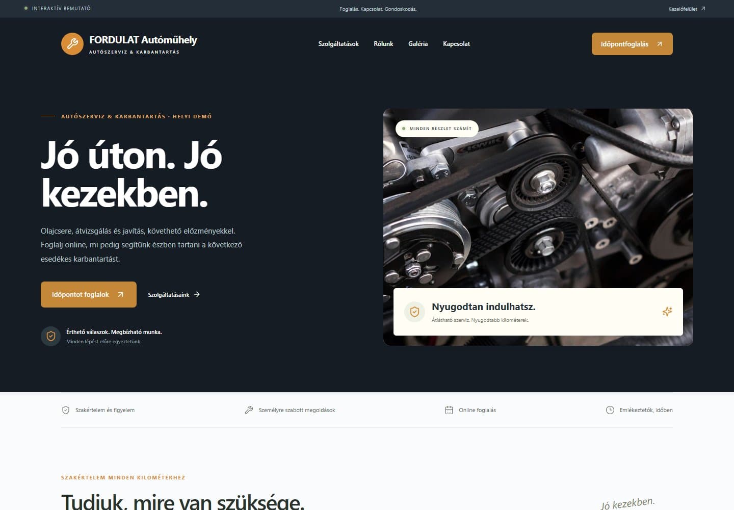 FORDULAT Autóműhely · Weboldal