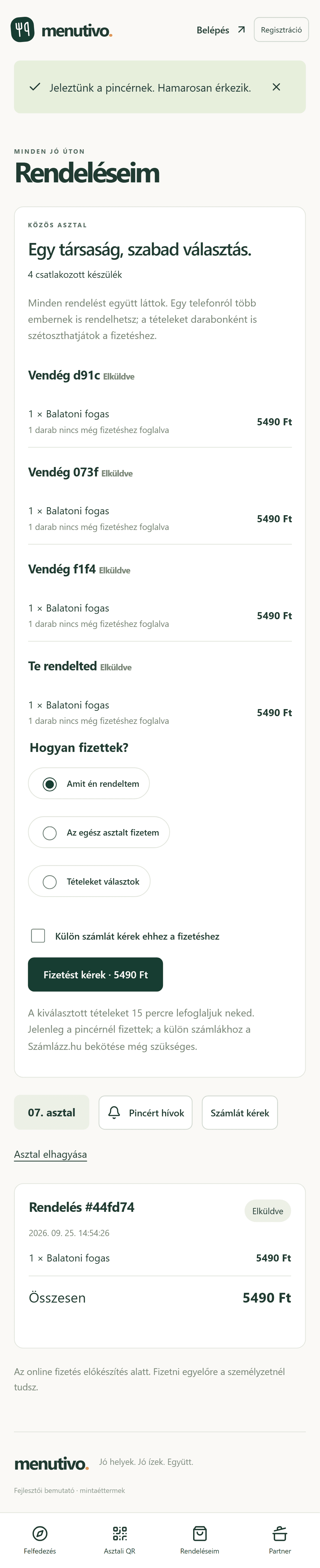 Közös asztal mobilon