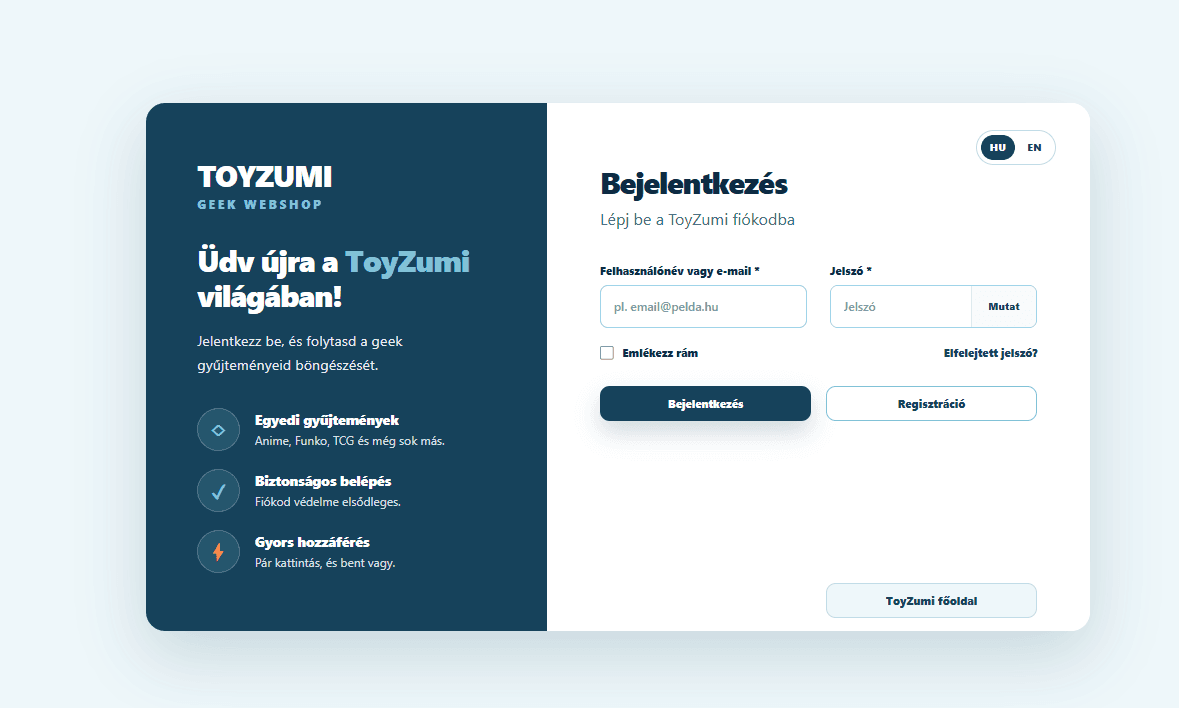 Saját arculatú, elkülönített bejelentkezés
